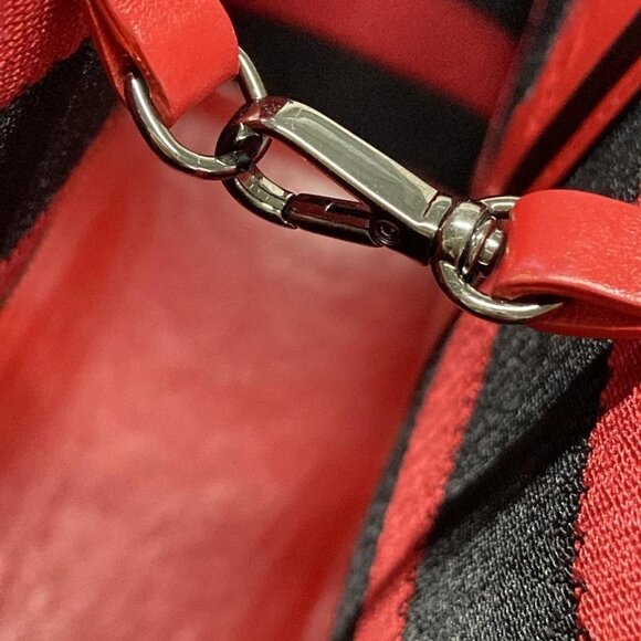 Auth CHRISTIAN LOUBOUTIN Cabata Small Red Black Jacquard Leather Tote Bag - Picture 13 of 16